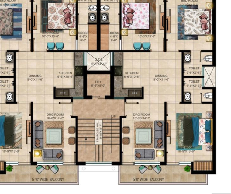 Floor Plan, harmony-homes-chandigarh 3 Bedroom 2000 Sq.Ft. Apartment In Vip Road Zirakpur 8360470