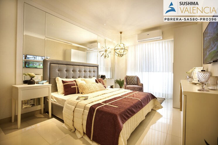 Bedroom, sushma-valencia 3 Bedroom 1800 Sq.Ft. Apartment In International Airport Road Zirakpur 8360523