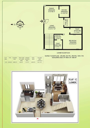 Floor Plan in 3 BHK Apartment at Bangur Avenue – for Sale