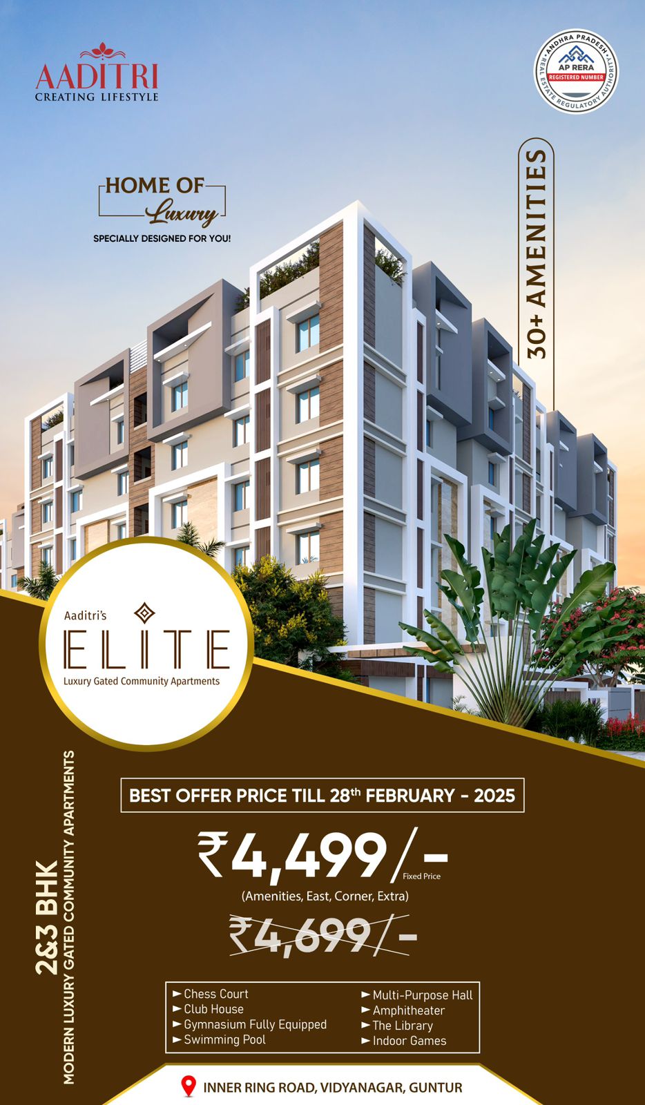 3 BHK + Pooja Room,Servant Room,Study Room,Extra Room Apartment For Sale in Modi Elegance