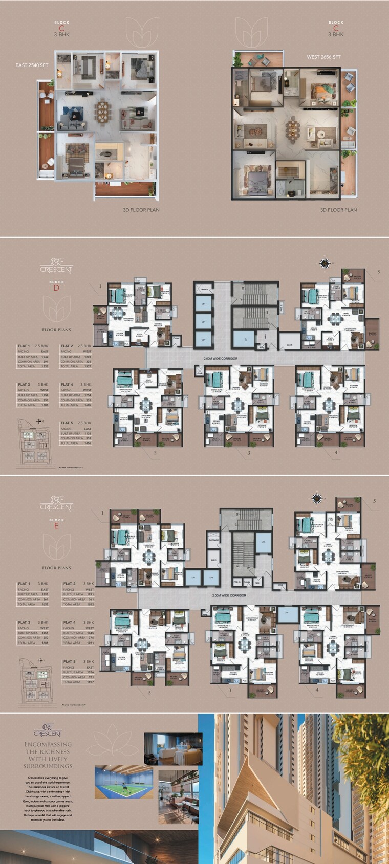 Floor Plan, candeur-crescent 3 Bedroom 1601 Sq.Ft. Apartment In Serilingampally Hyderabad 8365778
