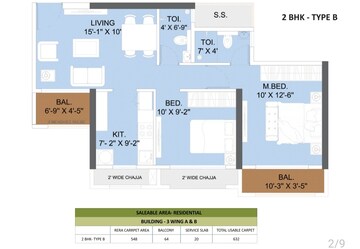 Floor Plan in 2 BHK Apartment at Today Global Anandam, Kharghar – for Sale