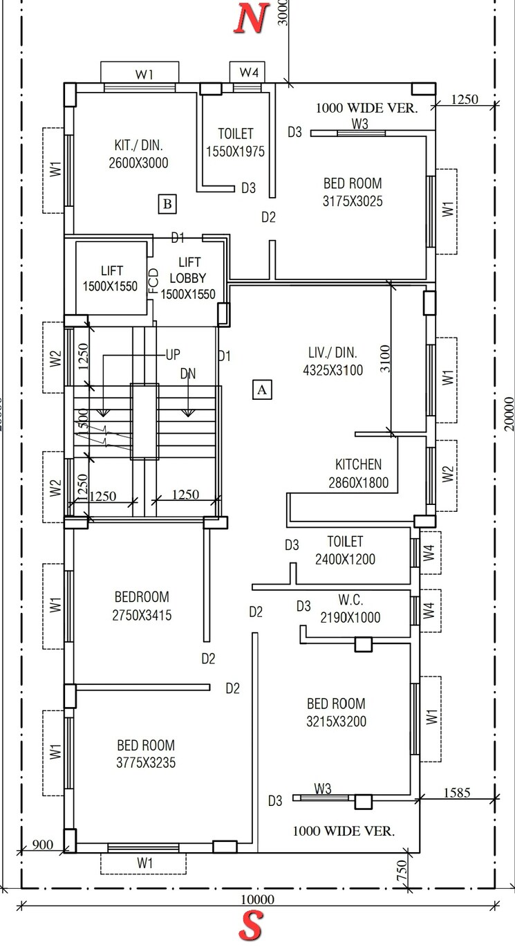 Floor Plan, new town 4 Bedroom 1665 Sq.Ft. Apartment In New Town Kolkata 8368858