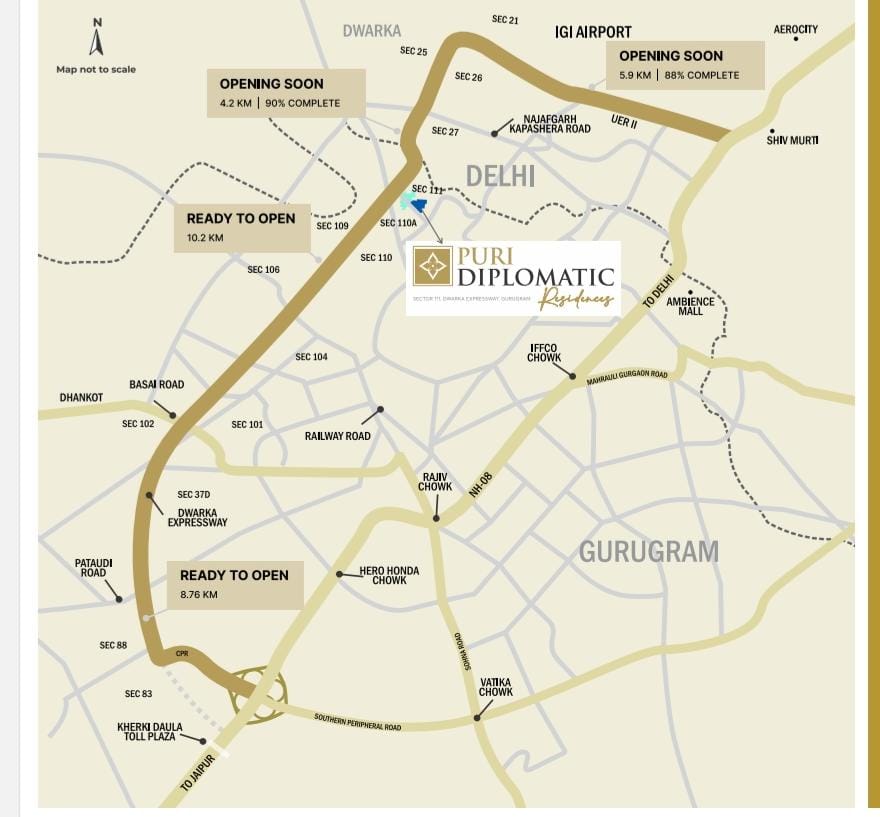 4 BHK + Extra Room Apartment For Sale in Puri Diplomatic Greens Phase I