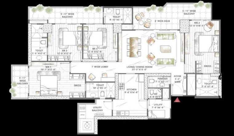 Floor Plan, smart-world-sky-arc 3 Bedroom 2690 Sq.Ft. Apartment In Sector 69 Gurgaon 8371533