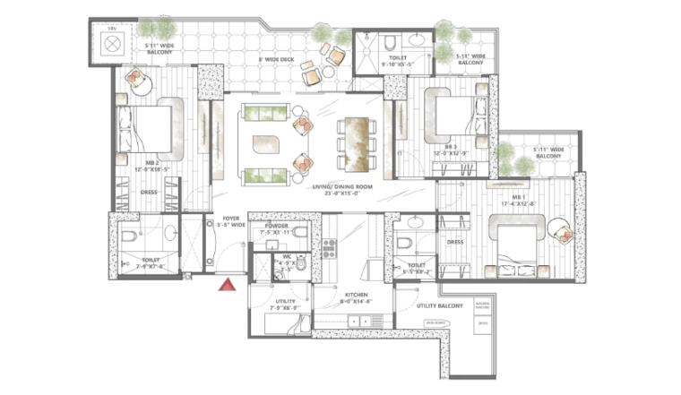 Floor Plan, smart-world-sky-arc 3 Bedroom 2690 Sq.Ft. Apartment In Sector 69 Gurgaon 8371533