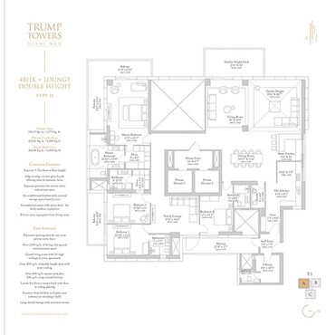Floor Plan in 4 BHK Apartment at M3M Trump Tower, Sector 65 – for Sale
