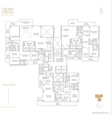 Floor Plan in 4 BHK Apartment at M3M Trump Tower, Sector 65 – for Sale
