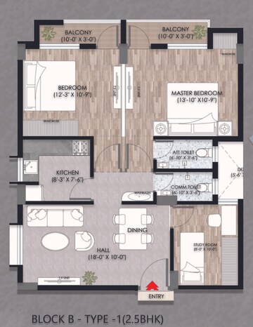 Floor Plan in 2.5 BHK Apartment at Pratap Nagari – for Sale