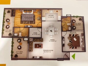 Floor Plan in 2 BHK Apartment at Capital Paradise, Pathribagh – for Sale