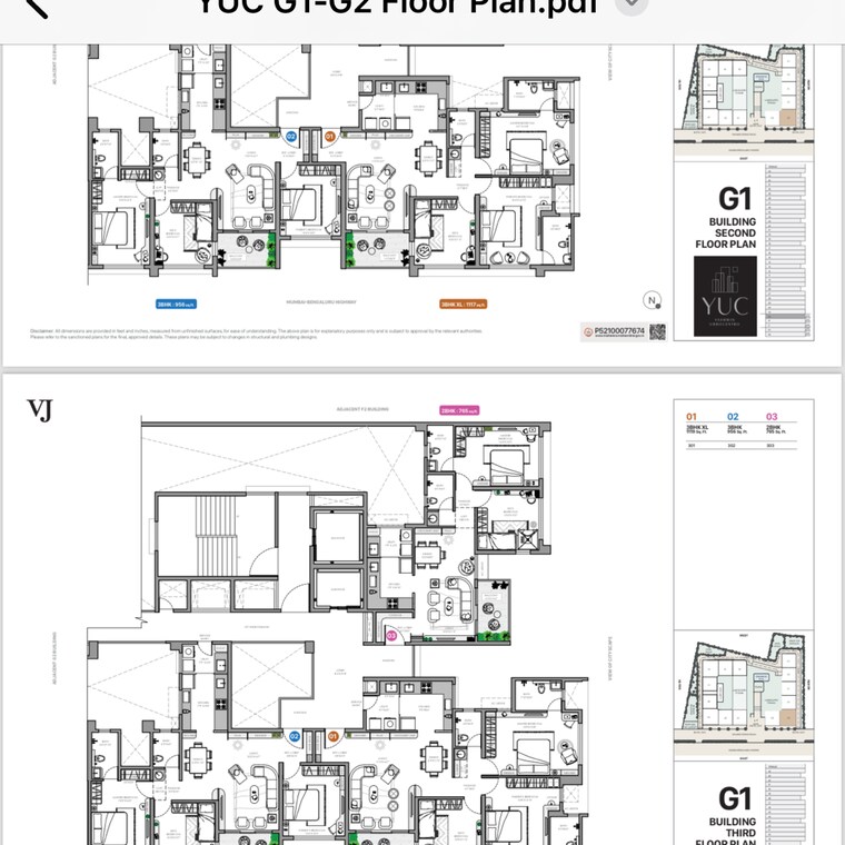Floor Plan, vilas-javdekar-yashwin-encore 3 Bedroom 956 Sq.Ft. Apartment In Bhagwan Nagar Pune 8375394