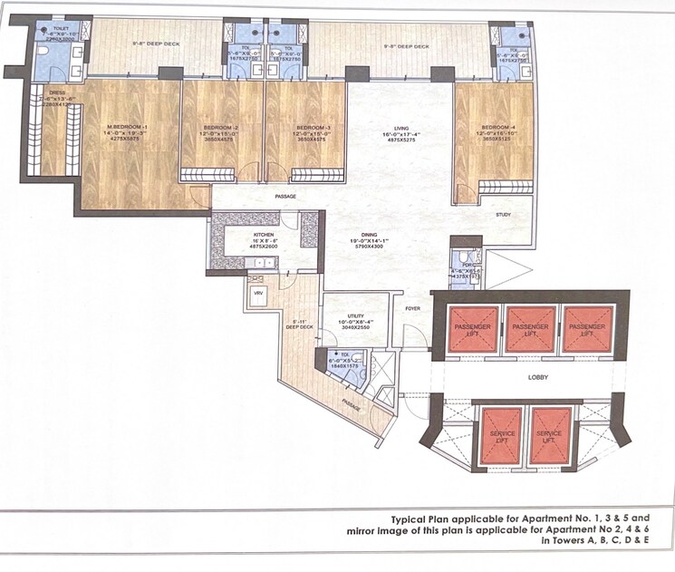 Floor Plan, sector 63 4 Bedroom 3459 Sq.Ft. Apartment In Sector 63 Gurgaon 8377025