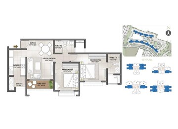 Floor Plan in 2 BHK Apartment at Eden Park At The Prestige City, Sarjapur Road – for Sale