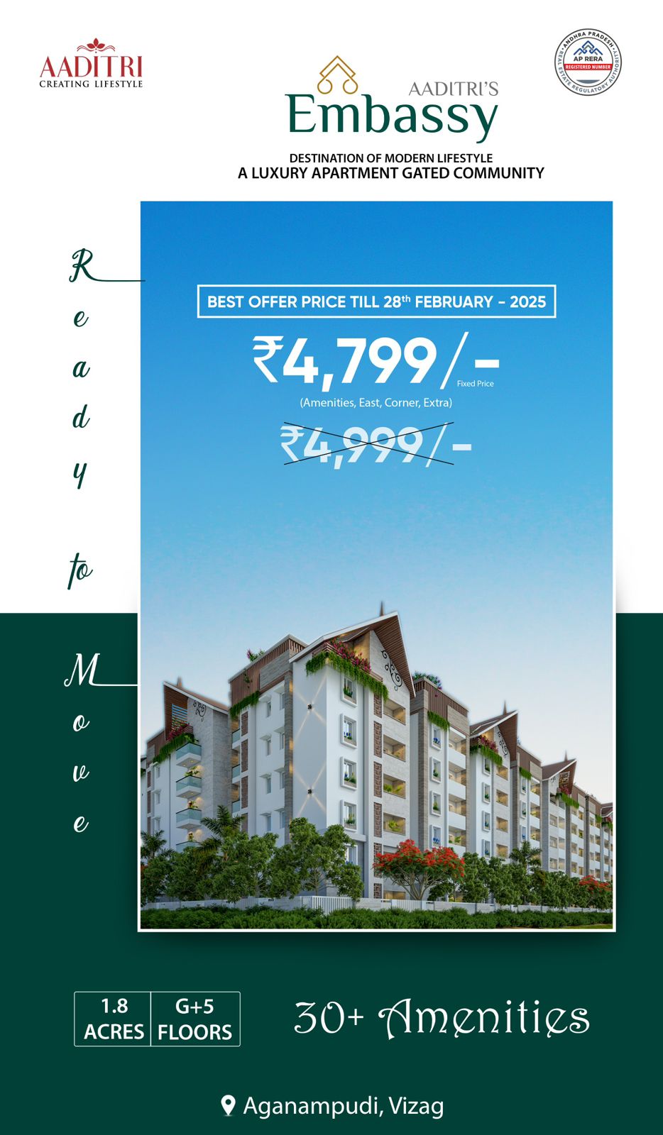 3 BHK + Pooja Room,Servant Room,Study Room,Extra Room 1596 Sq.Ft. Apartment in Modi Elegance