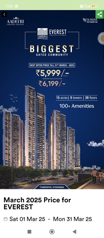 Master Bedroom in 3 BHK Apartment at Modi Elegance, Kukatpally – for Sale