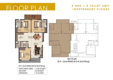 Floor Plan in 3 BHK Apartment at Nimbus The Palm Village, Sector 22a Yamuna Expressway – for Sale