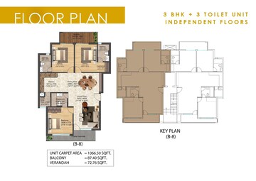 Floor Plan in 3 BHK Apartment at Nimbus The Palm Village, Sector 22a Yamuna Expressway – for Sale