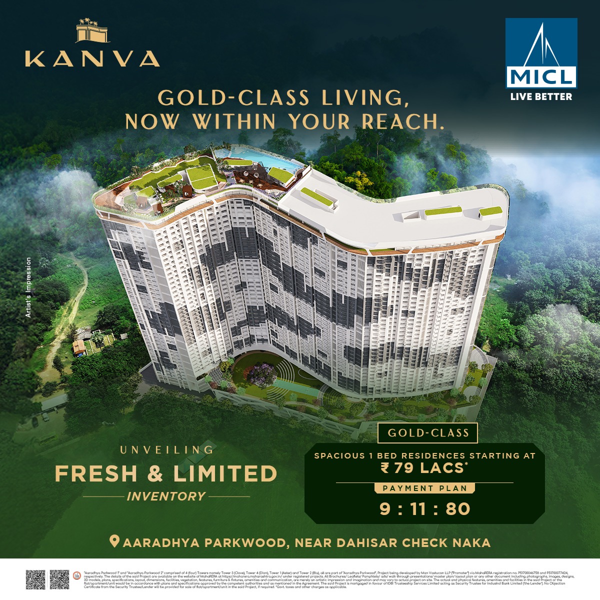 2 BHK Apartment For Sale in MICL Aaradhya Parkwood