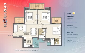 Floor Plan in 3 BHK Apartment at Nirala Trio, Tech Zone 4 Greater Noida – for Sale