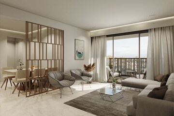 Living Room in 3 BHK Apartment at Goyal Olive Greens, Gota – for Rent