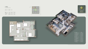 Floor Plan in 3 BHK Apartment at Goyal Olive Greens, Gota – for Rent