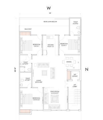 Floor Plan in 3 BHK Builder Floor at BPTP Parkland Pride, Sector 77 – for Sale