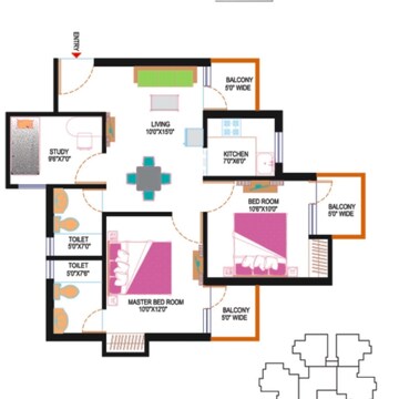Floor Plan in 2.5 BHK Apartment at Amrapali Leisure Park, Amrapali Leisure Valley – for Rent