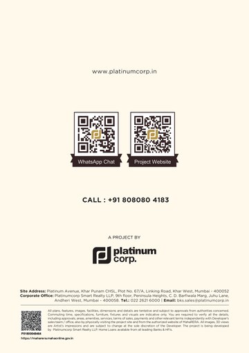 Plot Area in 4 BHK Apartment at Platinum Oceanic, Khar West – for Sale