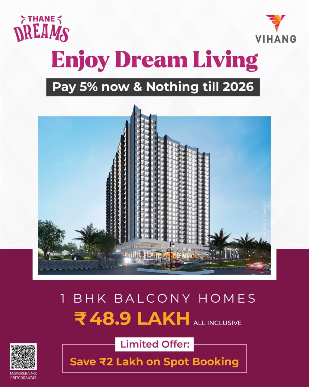 1 BHK Apartment For Sale in Vihang Valley Nile