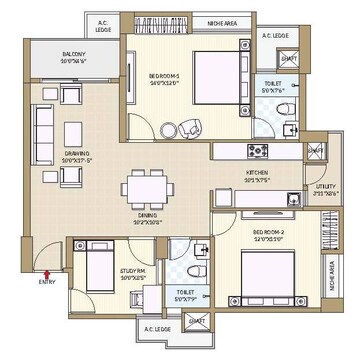 Floor Plan in 2.5 BHK Apartment at Pahala – for Sale