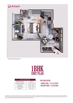 Floor Plan in 3 BHK Apartment at Arttech Maulshree Heights, Sector 84 – for Sale