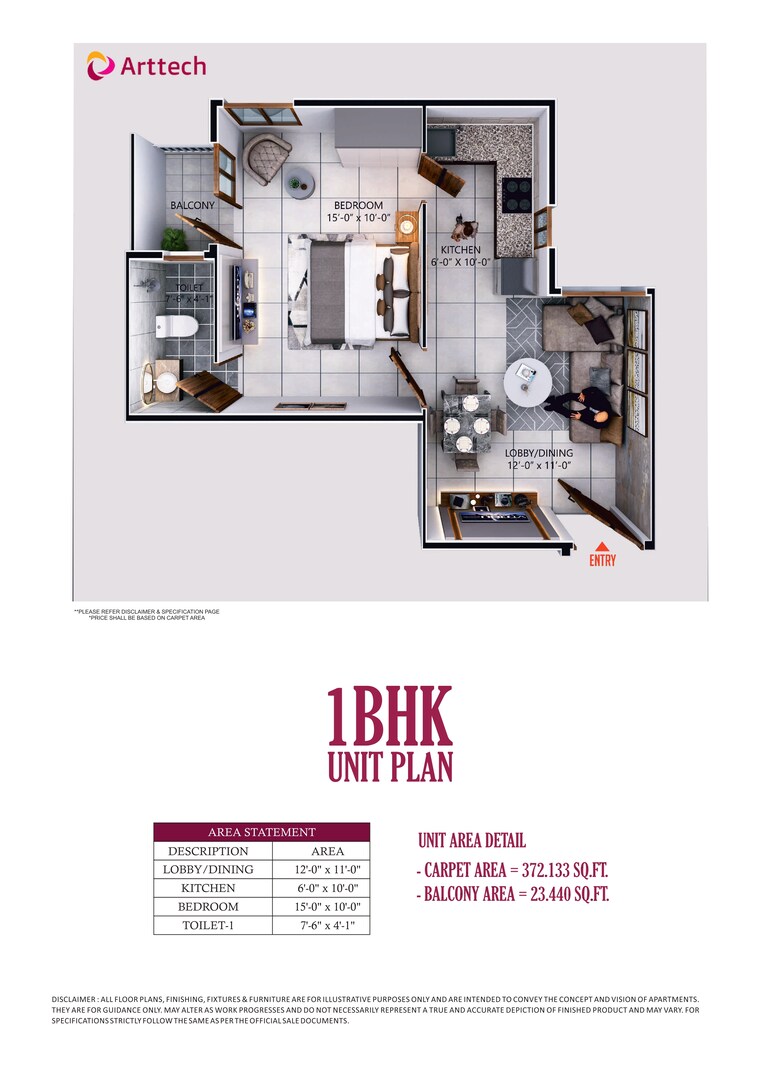 Floor Plan, arttech-maulshree-heights 3 Bedroom 645 Sq.Ft. Apartment In Sector 84 Faridabad 8396188
