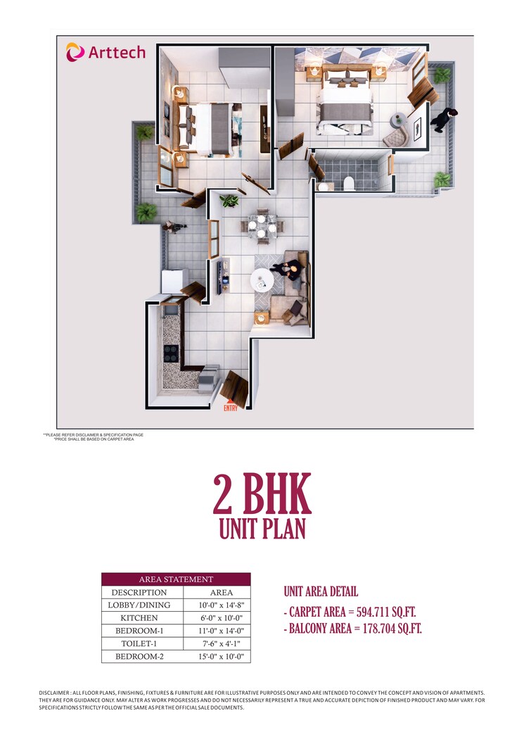 Floor Plan, arttech-maulshree-heights 3 Bedroom 645 Sq.Ft. Apartment In Sector 84 Faridabad 8396188