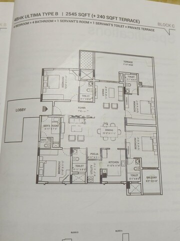 Floor Plan in 4 BHK Apartment at Krishnarajapuram – for Rent