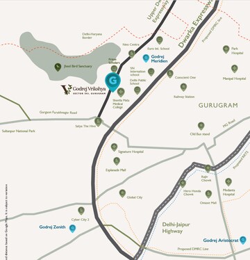 4 BHK Apartment – Map Location View at Godrej Vrikshya, Sector 103 - for Sale