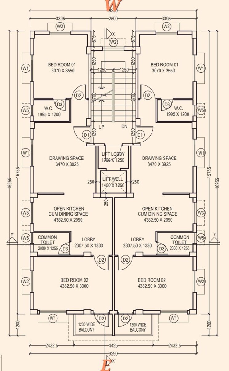 Floor Plan, new town 2 Bedroom 990 Sq.Ft. Apartment In New Town Kolkata 8403012