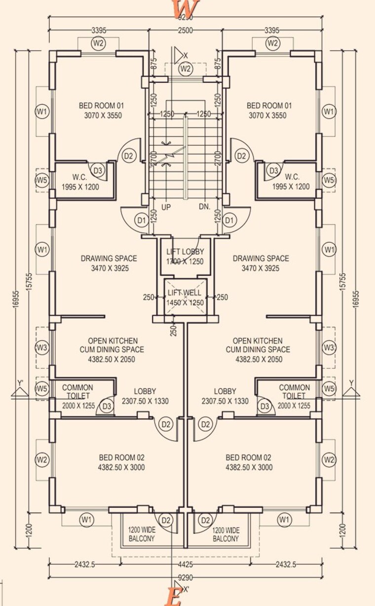 Floor Plan, new town 2 Bedroom 990 Sq.Ft. Apartment In New Town Kolkata 8403012