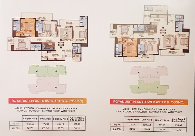 Floor Plan, oro-constella 3.5 Bedroom 1493 Sq.Ft. Apartment In Sushant Golf City Lucknow 8403585