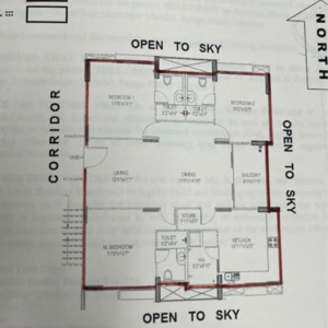 Floor Plan in 3 BHK Apartment at Pacifica Hillcrest Phase 1, Financial District – for Sale