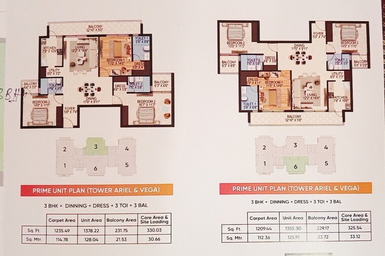 Floor Plan, oro-constella 3.5 Bedroom 1351 Sq.Ft. Apartment In Sushant Golf City Lucknow 8403608