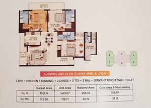 Floor Plan in 3.5 BHK Apartment at Oro Constella, Sushant Golf City – for Sale