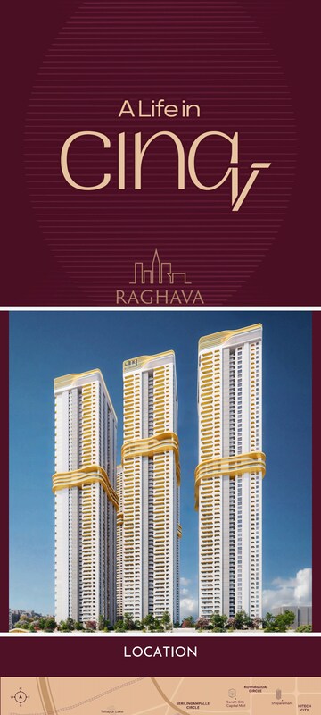 Master Bedroom in 4 BHK Apartment at Raghava Cinq, Financial District – for Sale