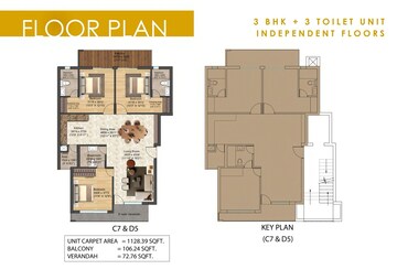 Floor Plan in 3 BHK Apartment at Nimbus The Palm Village, Sector 22a Yamuna Expressway – for Sale