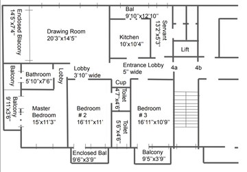 Floor Plan in 3 BHK Apartment at Tardeo – for Sale