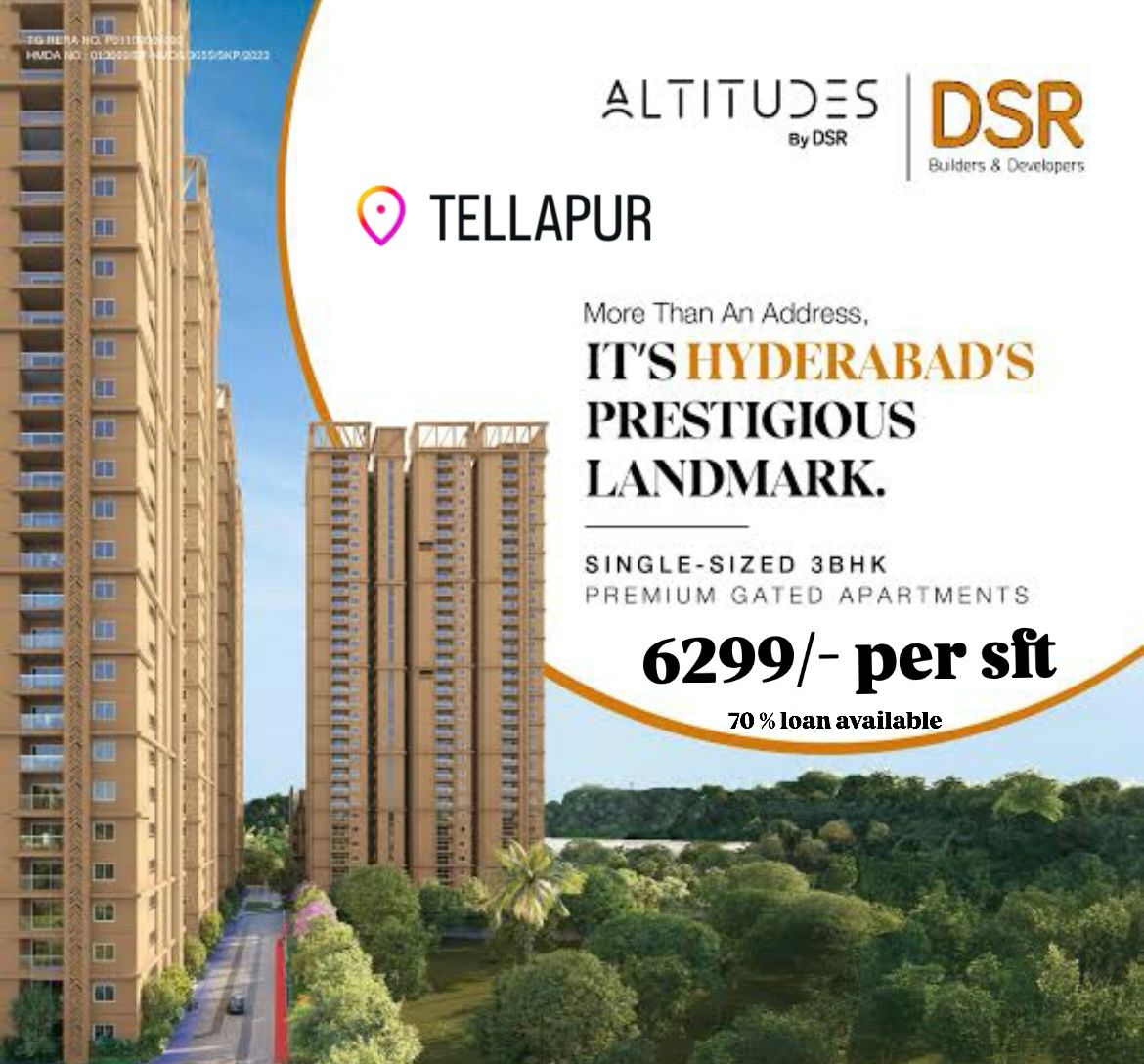 3 BHK + Study Room Apartment For Sale in DSR Altitudes