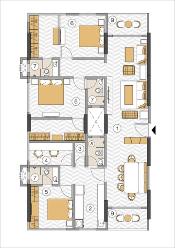 Floor Plan in 2 BHK Apartment at M Raveshia Aryana Heights, Ghatkopar East – for Sale