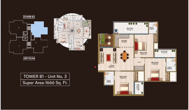 Floor Plan, renowned-renox-thrive 3 Bedroom 1666 Sq.Ft. Apartment In Sector 10 Greater Noida Greater Noida 8407769