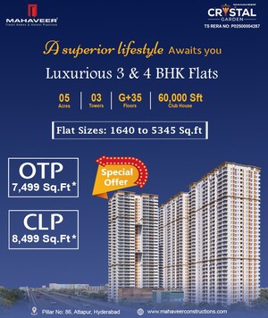 3 BHK Apartment For Sale in Mahaveer Crystal Garden, Attapur