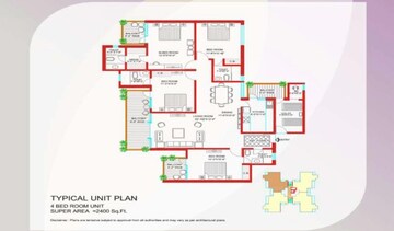 Floor Plan in 4 BHK Apartment at Tulip Purple, Sector 69 – for Sale