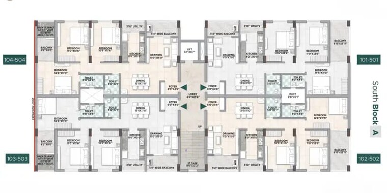 Floor Plan, acharya vihar 3 Bedroom 1649 Sq.Ft. Apartment In Acharya Vihar Bhubaneswar 8411318